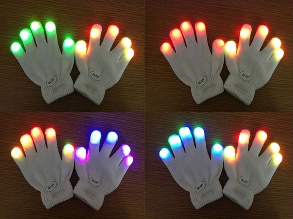 7 Farben  Pro Neu Damen Herren LED Handschuhe leuchtend 
